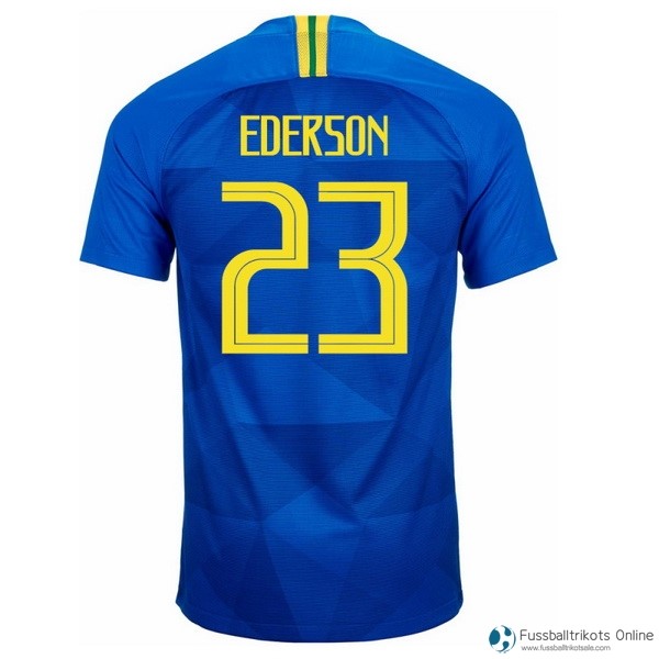 Brasilien Trikot Auswarts Ederson 2018 Blau Fussballtrikots Günstig